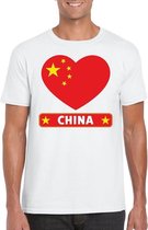 China hart vlag t-shirt wit heren S