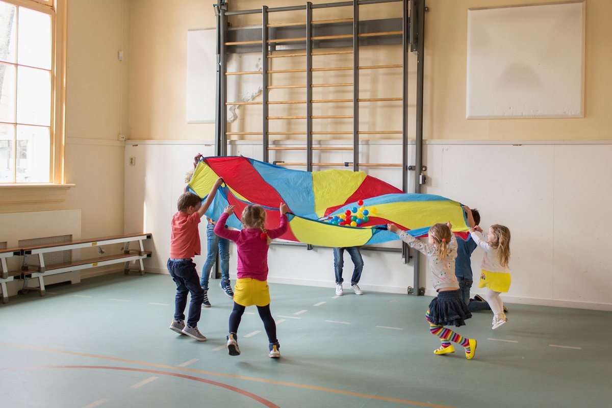 BS Toys Parachute Spel met Gat - Buitenspeelgoed - Vangspel - Doekspel 3 tot 12 Spelers - Spelletjes voor kinderen - Buiten speelgoed - Buitenspel - Buiten Spellen - Tuin Speelgoed - Strandspeelgoed - 3 Meter doek — afbeelding 3
