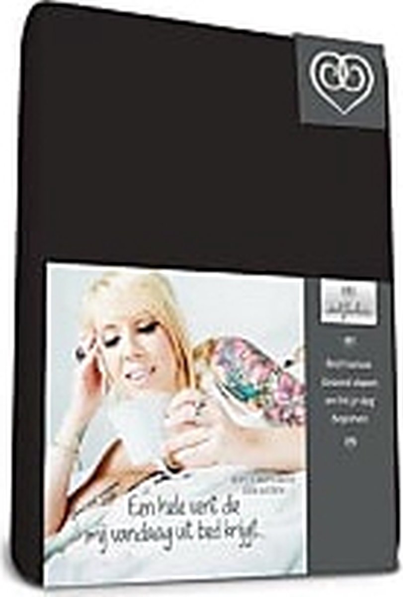 Bed-Fashion jersey hoeslaken voor boxspring Zwart - 140 x 200 cm - Zwart