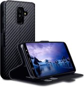 Samsung Galaxy A6+ 2018 hoesje - CaseBoutique - Zwart (Carbon-look) - Kunstleer