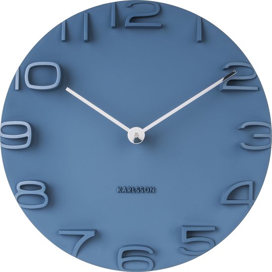 Karlsson Klok Wall clock On The Edge blue w. chrome hands bol