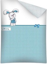 ledikantmaat dekbedovertrek - My little bunny - blauw met wit - 100% katoen