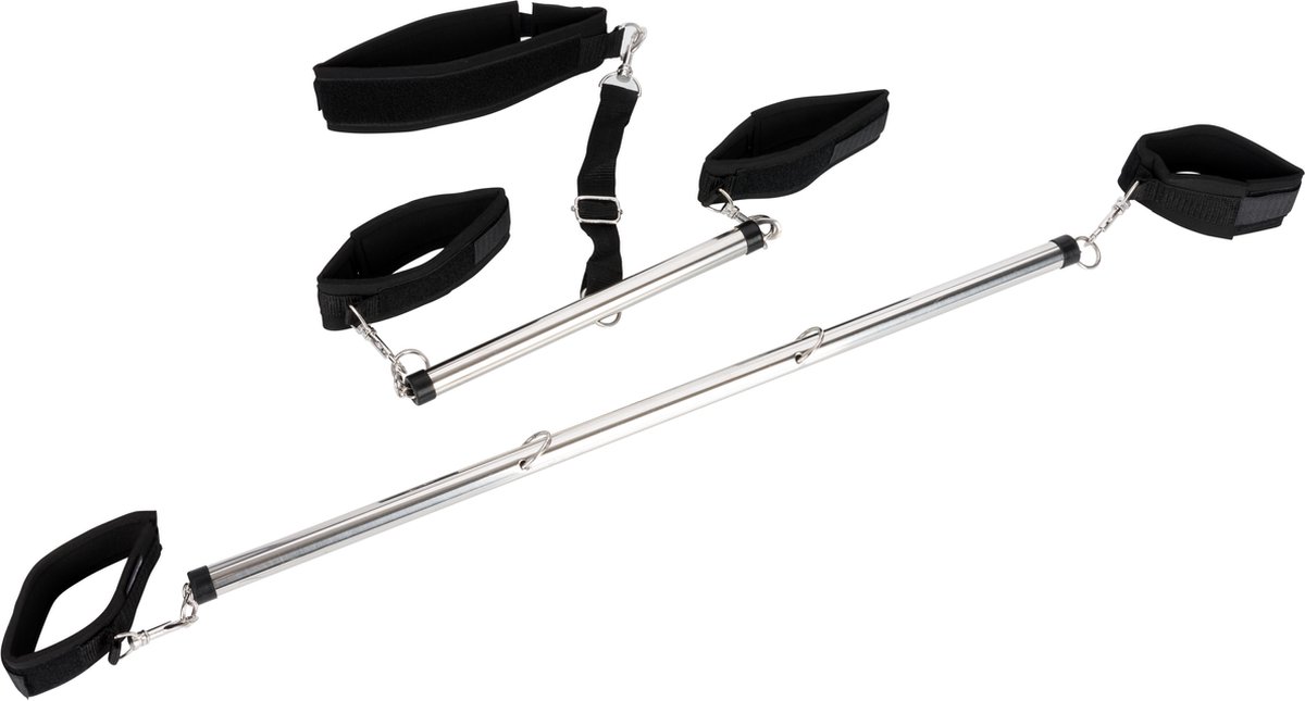 Pipedream Fetish Fantasy Boeien Spread 'em Bar and Cuff Set zwart,zilver