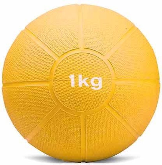 Matchu sports -  Medicijn bal - 1kg - Gewichtsbal - Wallball - Meerdere maten - Krachtbal - Geel