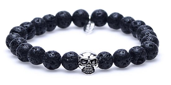 Karma – mannen armband met kralen – Black Rocks Skull – natuursteen kralen  en Sterling... | bol.com