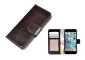 Wallet Bookcase Echt Leer Donkerbruin hoesje voor iPhone 6(S)