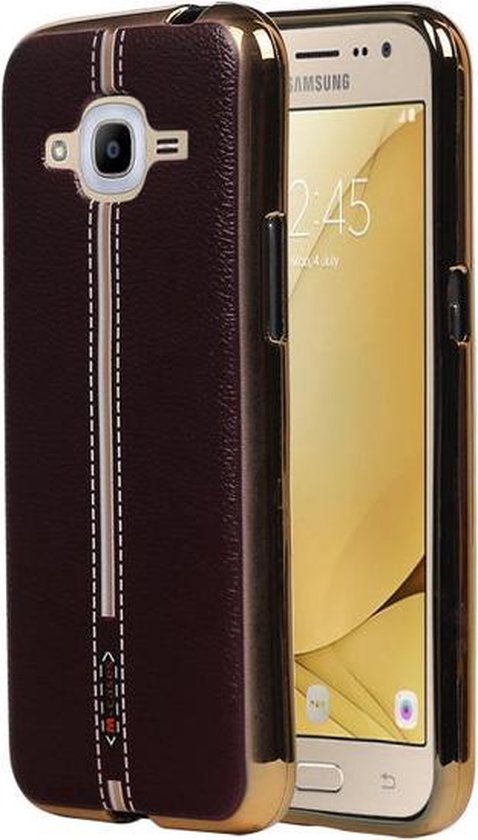 Boodschapper pak Aanpassing M-Cases Bruin Leder Design TPU back case hoesje voor Samsung Galaxy J5 2016  | bol.com