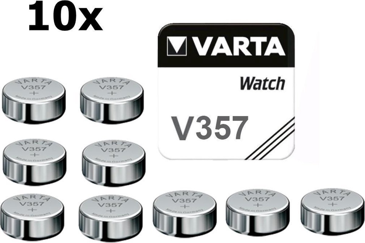 10 Stuks - Varta V357 / V13GS / 10L14 / G13 / SR44SW 1.55V 145mAh knoopcel batterij