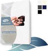 24-bedding - Jersey Topper Hoeslaken - Topdek Hoeslaken Jersey - 180x200 cm - Wit - 100% katoen - 5 t/m 15 cm hoogte.