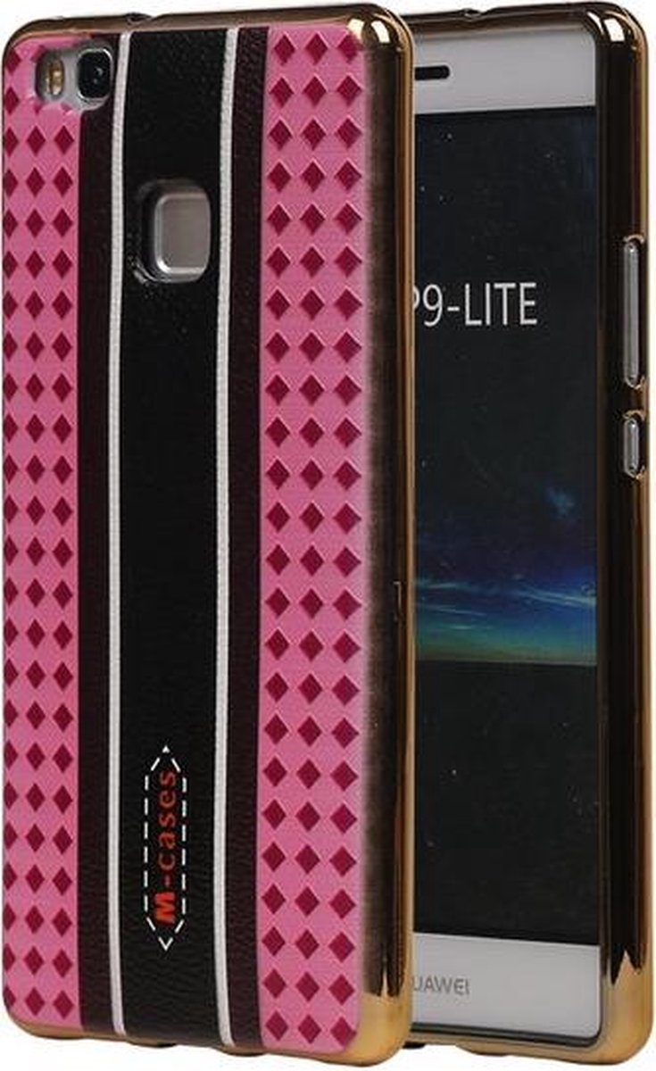 M-Cases Roze Ruit Design TPU back case cover hoesje voor Huawei P9 Lite