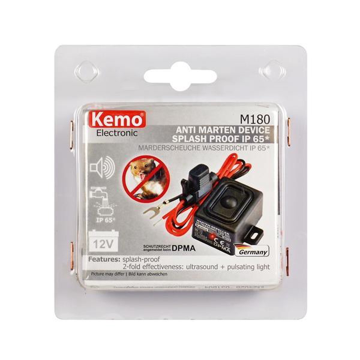 Module anti-martres Kemo M180 à ultrason, éclairage LED étanche 1