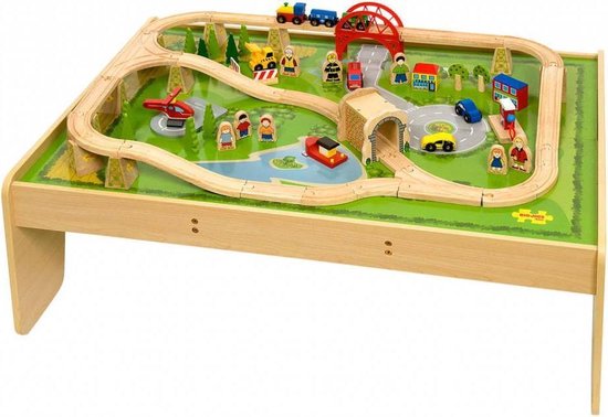 Rail de train en bois sur table de jeu, 60 pcs. | bol