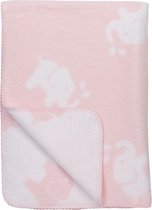 Meyco Biologische Elephant wiegdeken - 75x100 cm - Roze/wit