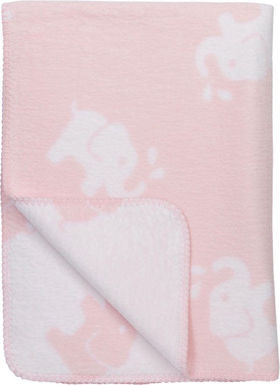 Meyco Elephant bio wiegdeken - 75 x 100 cm - roze/wit