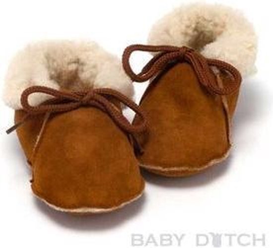 Baby Dutch Wollige winter slofjes cognac Maat: Large cm) | bol.com