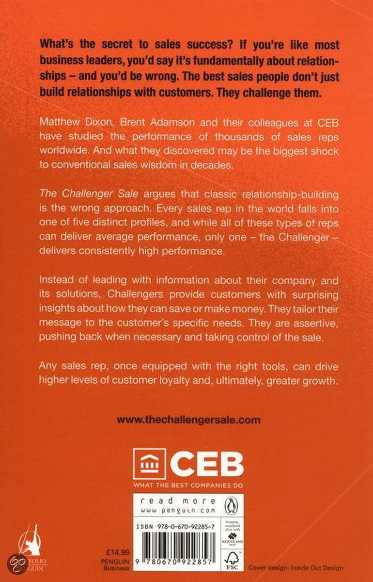 Challenger Sale - back cover