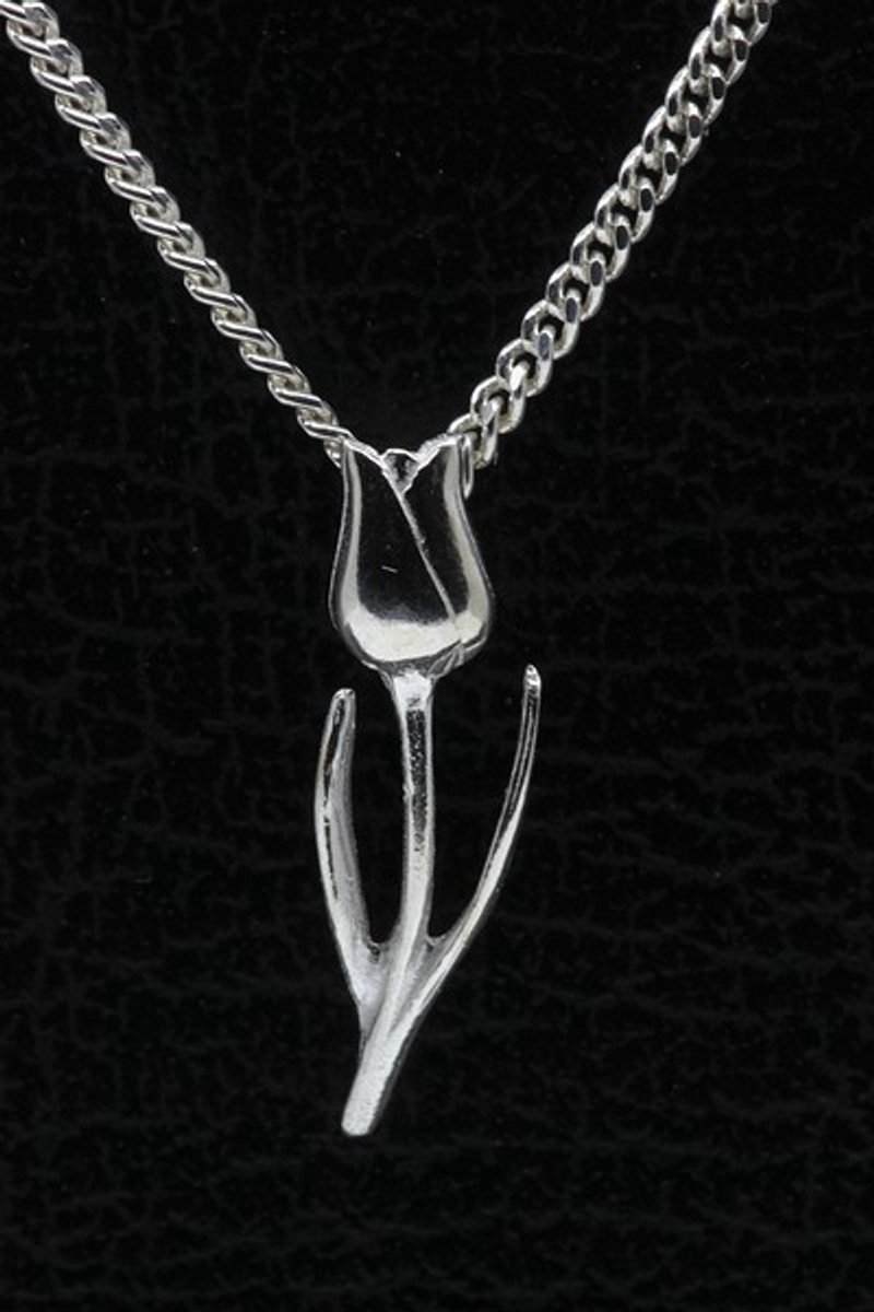 Zilveren Tulp ketting hanger - middel