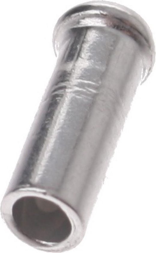 Zilverkleurig kabelhoedje van Shimano op witte achtergrond.