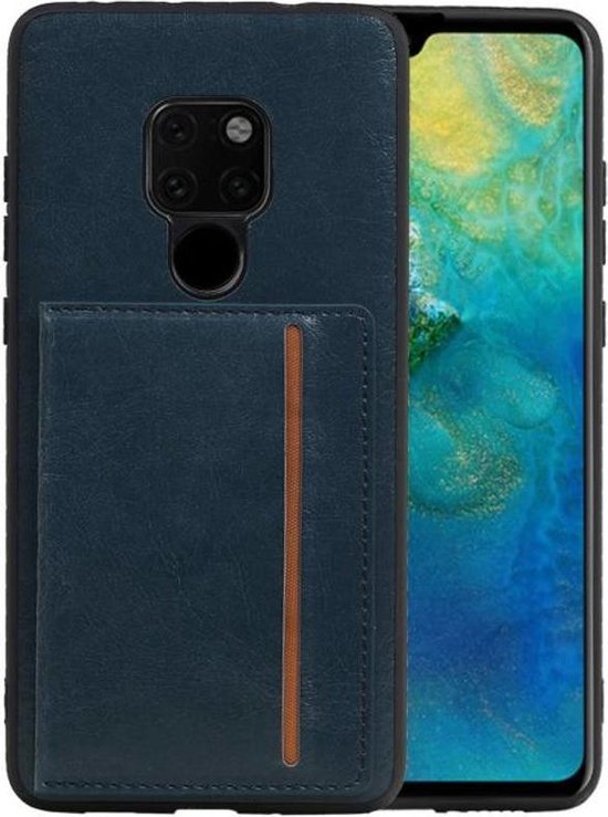 Staand Back Cover 1 Pasjes voor Huawei Mate 20 Navy