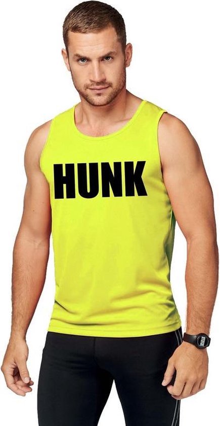 Neon geel sport shirt/ singlet Hunk heren S