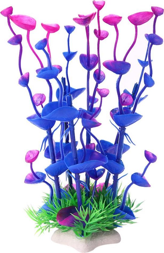 nadering paar hoed Waterplant - Nep Aquarium plant op steen - Blauw/paars - Groen - Verzwaard  | bol.com