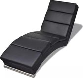 Chaise longue kunstleer zwart (incl. vloerviltjes)