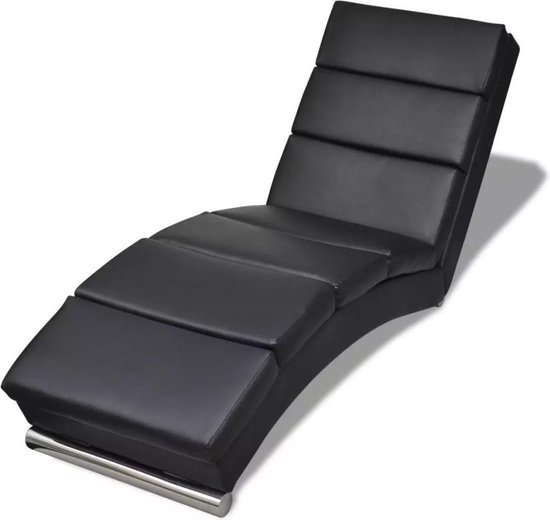 Chaise longue kunstleer zwart (incl. vloerviltjes) bol