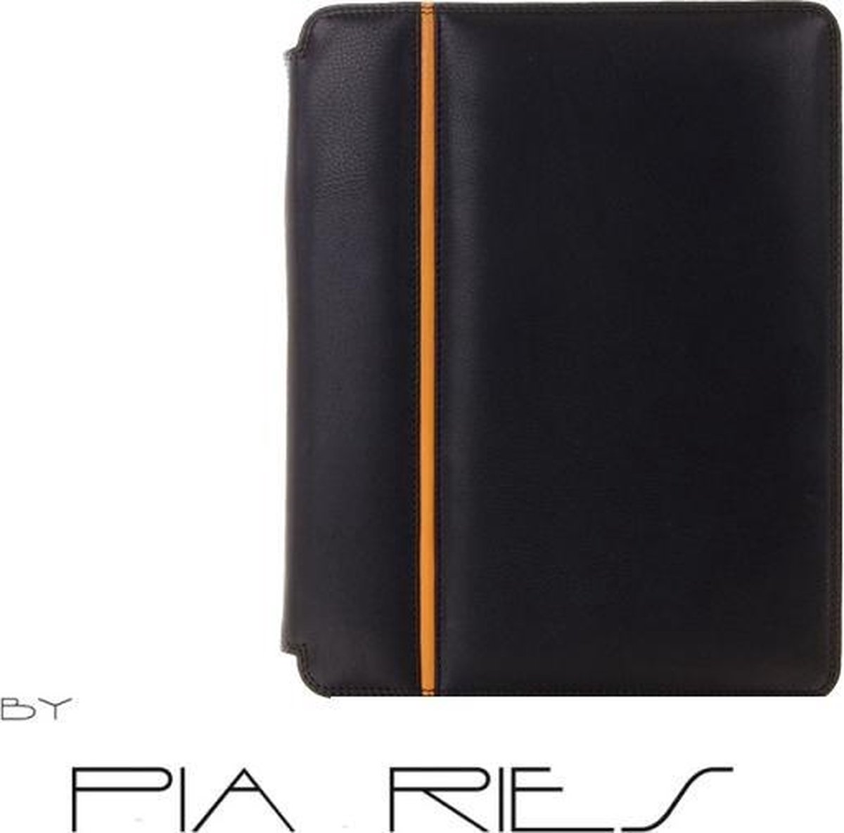 Pia Ries 843 - 3 Zwarte iPadcover met geel accent. Gemaakt van zacht kalfsleder.