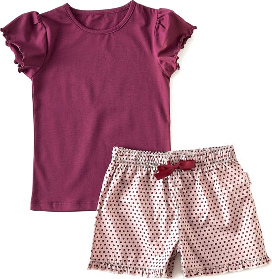 Little Label - zomer pyjama t-shirt meisjes - pink dot - maat: 110/116 |  bol.com