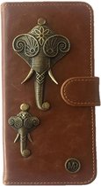 MP Case® PU Leder Mystiek design Bruin Hoesje voor Huawei P8 Lite 2017 Olifant Figuur book case wallet case