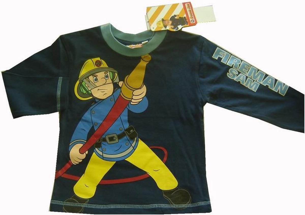 Donkerblauw shirt van Brandweerman Sam maat 86/92
