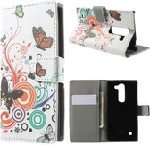 vlinders kleuren book case hoesje wallet LG Spirit