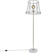 QAZQA kaso - Retro Vloerlamp | Staande Lamp met kap - 1 lichts - H 1750 mm - Zwart -  Woonkamer | Slaapkamer | Keuken