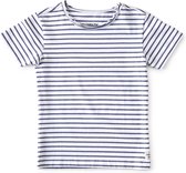 Little Label - baby raw edge t-shirt jongens - blue stripe - maat: 80 - bio-katoen