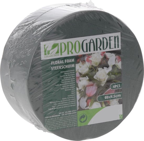 1x stuks steekschuim/oase nat rond groen D14 x H7 cm 1x stuks steekschuim/oase nat rond groen D14 x H7 cm
