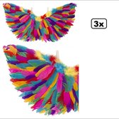 3x Engelen vleugels regenboog veren 44 x 82 cm.