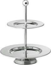 Zilverkleurige etagere H25cm serveerschaal voor fruit, koekjes, zoetigheden