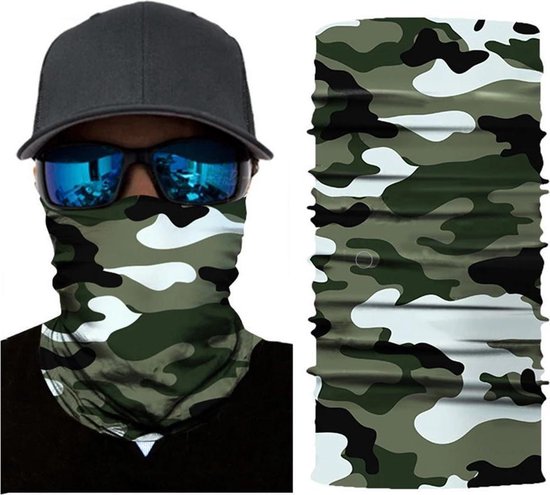 Motor Gezichtsmasker Nekwarmer Leger Camouflage Masker - Army - Camo - Motormasker - Skimasker - Motorsjaal - Halloween face shield spatmasker gezichtscherm