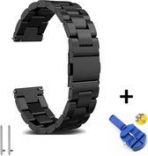 Metalen Armband Geschikt Voor  Garmin Vivoactive 4S Horloge Bandje - Schakel Polsband Strap RVS - Met Inkortset - Small / Large - Zwart