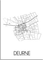 DesignClaud Deurne Plattegrond poster  - A3 + Fotolijst zwart (29,7x42cm)