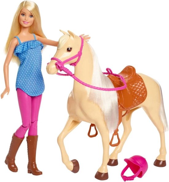 Barbie - Modepop - Blonde Barbiepop met speelgoed Barbie paard