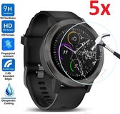 Tempered Glass Screenprotector Geschikt Voor Garmin Vivoactive 3 (Music) - Screen Protector Ultradun Gehard Glas - Set Van 5 Stuks