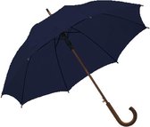 2x Navy blauwe paraplu met houten handvat en metalen frame - Paraplu - Regen