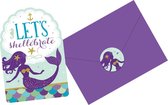 8 Invitations & Envelopes Mermaid Wishes