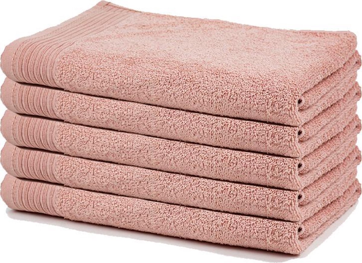The One Badlaken 70×140 cm Zalm roze – Set van 5