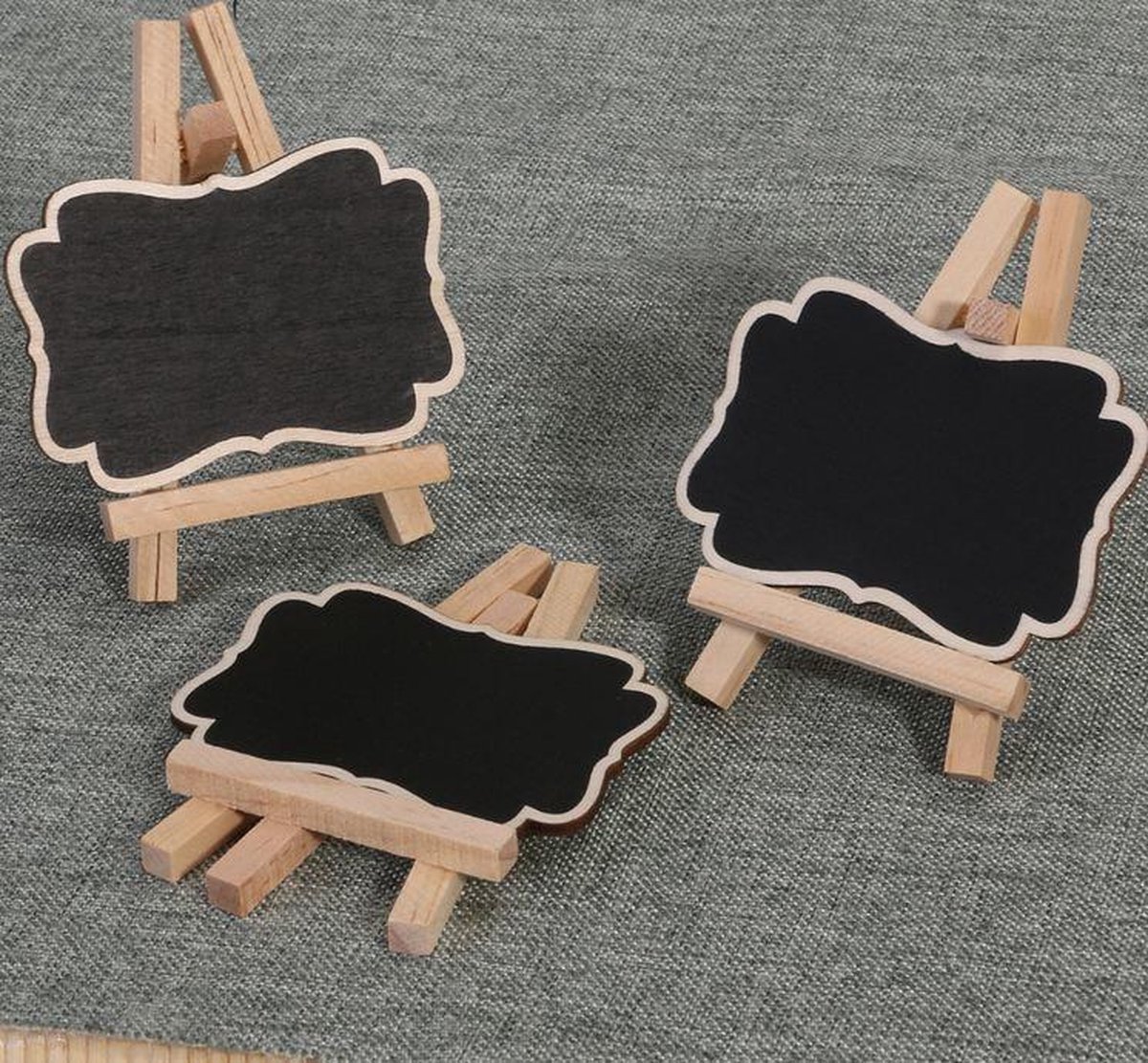 4x stuks houten bruiloft memo bordjes hartjes op knijpertje 5 cm | Fun