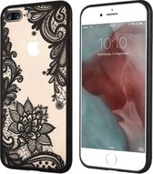 Luxe Back Cover voor Apple iPhone 7 Plus - iPhone 8 Plus - Bloemen - Hard Case Hoesje - Zwart