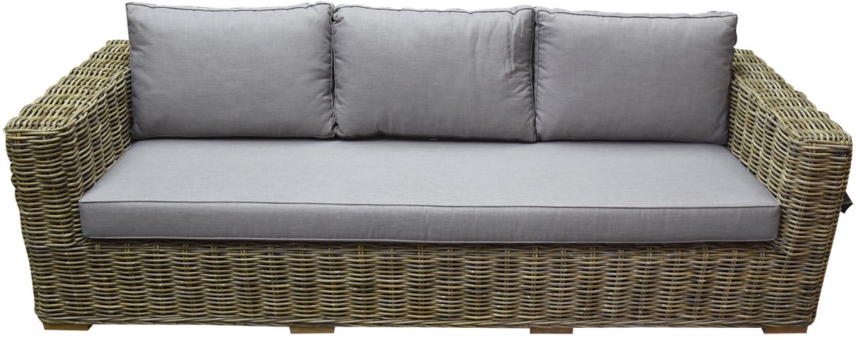 Serva 3-zitsbank naturel rotan