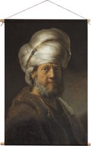 Homme en vêtements orientaux | Rembrandt van Rijn | 1635  | Art | Tissu textile | Affiche textile | Décoration murale | 45 cm x 67,5 cm " | Peinture