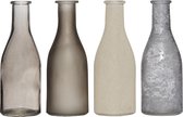 Fles set van vier grijs-bruin H 18 x Ø 6 cm